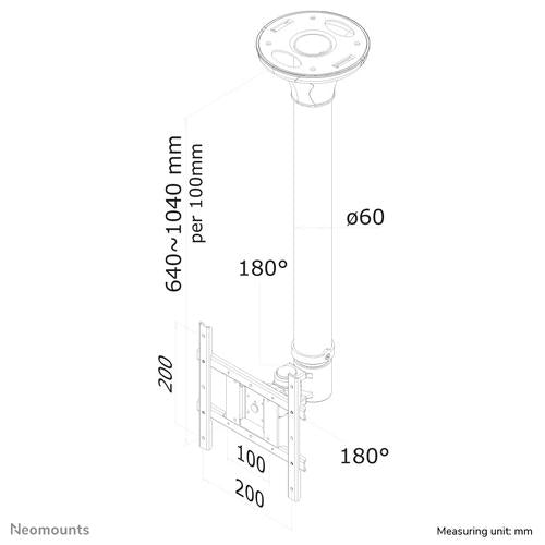 Neomounts FPMA-C200 Uchwyt sufitowy do telewizora Czarny