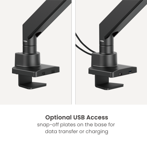Superciężki uchwyt do monitora z amortyzatorem gazowym oraz portami USB-A i USB-C - maks. 57 cali