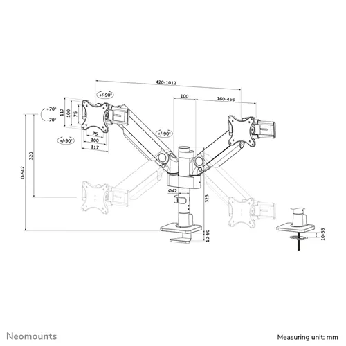 Neomounts DS65S-950BL2 Pełny ruch ramię monitora – Elastyczny uchwyt na monitor | 24-34 cale |