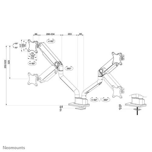 Neomounts DS70S-950WH2 - Białe ramię monitora dla ekranów 17-35 cali - Pełny ruch