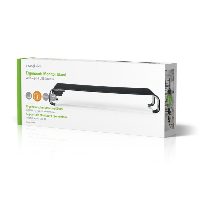 Ergonomiczna wielofunkcyjna podstawka | Hub USB 3.0 | 4 porty | Czarny