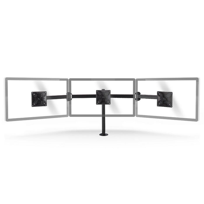 Ergonomiczny uchwyt na monitor | Potrójne ramię monitora | Obracany i pochylany | Czarny