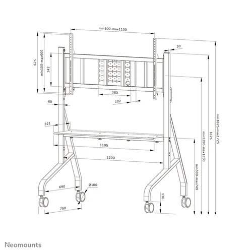 Mobilna podstawa podłogowa Neomounts FL50-575WH1 dla ekranów 65-110" - Biała