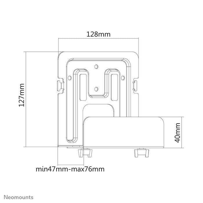 Neomounts AWL-450BL to uniwersalny, regulowany w głębokości (4,7-7,6 cm) uchwyt na odtwarzacz multimedialny - Czarny