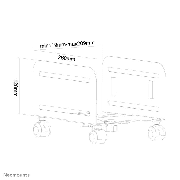 Neomounts CPU-M100 czarny to mobilny uchwyt na PC.