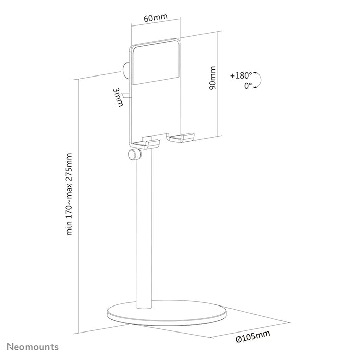 Neomounts regulowany uchwyt na telefon - Srebrny