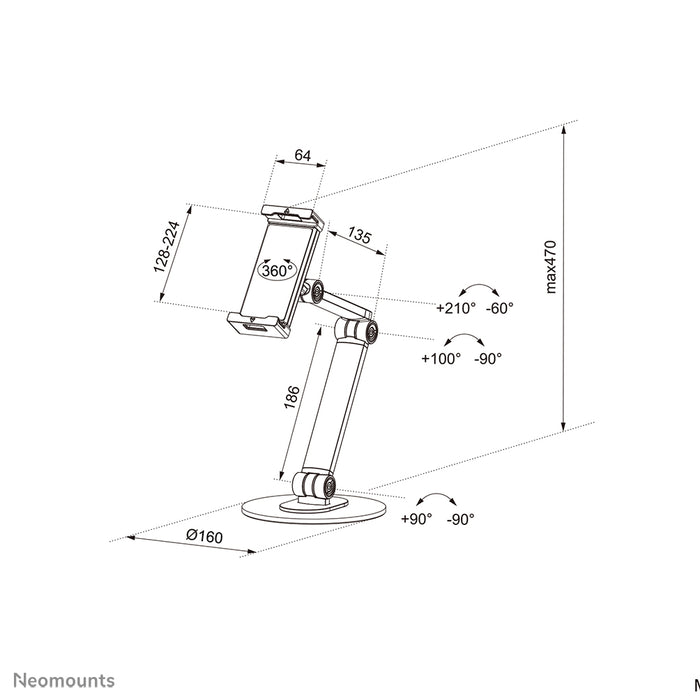 Neomounts DS15-550WH1 uniwersalna podstawka na tablet 4,7-12,9 cala - tablety - Biała