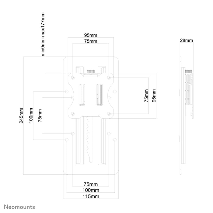 Neomounts FPMA-LIFT100 to adapter umożliwiający stopniową regulację wysokości na uchwytach VESA 75/100.