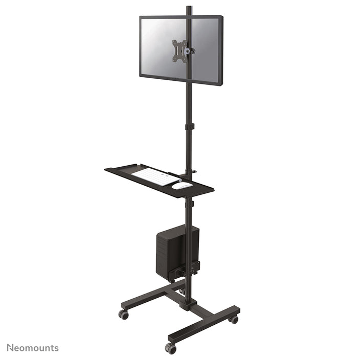 Neomounts FPMA-MOBILE1700 to mobilne stanowisko pracy na monitor (max. 32 cale/81 cm), komputer, klawiaturę i mysz.