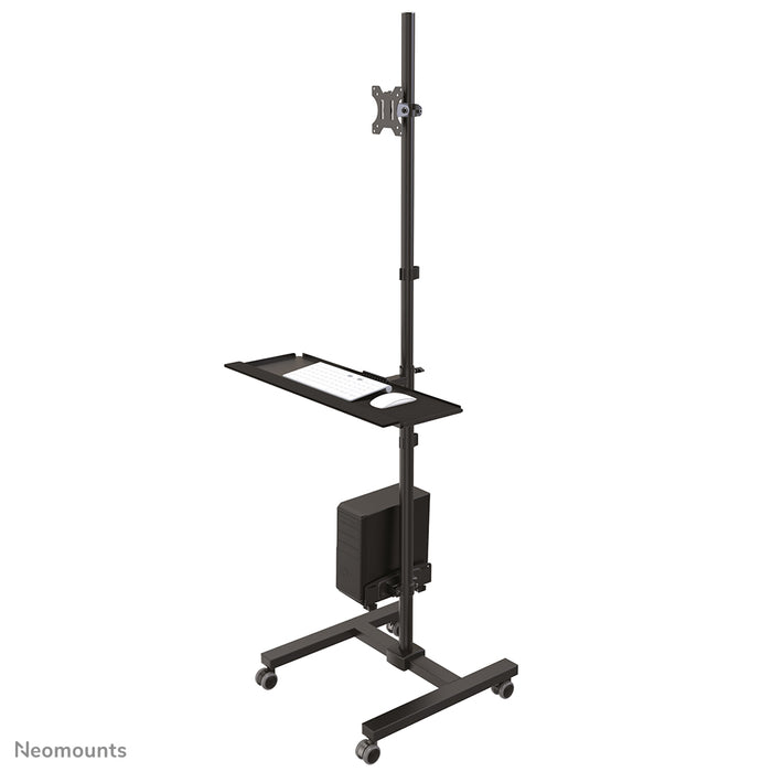 Neomounts FPMA-MOBILE1700 to mobilne stanowisko pracy na monitor (max. 32 cale/81 cm), komputer, klawiaturę i mysz.