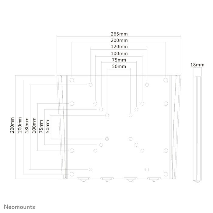 Neomounts FPMA-W110 zwart to płaski uchwyt ścienny na ekrany płaskie do 40 cali (102 cm).