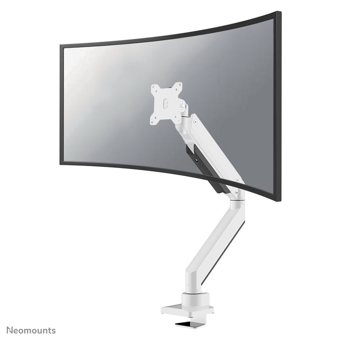 Neomounts NM-D775 białyPLUS to biurkowy uchwyt gazowy do zakrzywionych monitorów do 49 cali (124 cm) - Biały