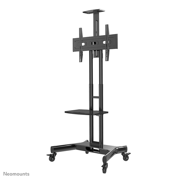 Neomounts NM-M1700 czarny to mebel na kółkach do płaskich ekranów do 75 cali (191 cm). W zestawie półka na laptopa - Czarny