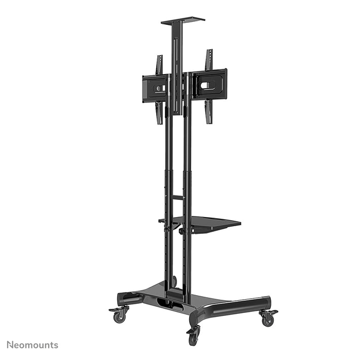 Neomounts NM-M1700 czarny to mebel na kółkach do płaskich ekranów do 75 cali (191 cm). W zestawie półka na laptopa - Czarny