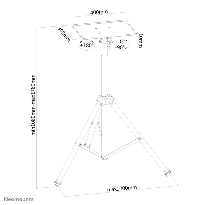 Neomounts statyw do notebooków do 17 cali (43 cm), projektorów i wyświetlaczy do 32 cali (81 cm), regulacja wysokości - czarny