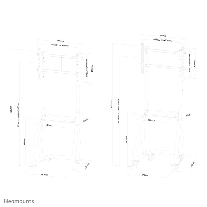 Neomounts NS-M3600 czarny to mobilny mebel na ekrany płaskie do 80 cali (203 cm).