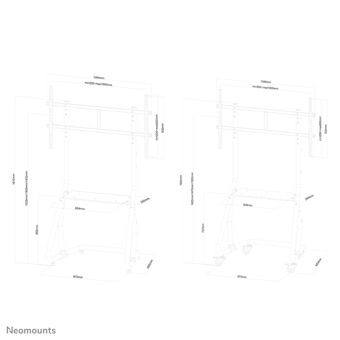 Neomounts NS-M3800 czarny to mobilny mebel na ekrany płaskie do 100 cali (254 cm).