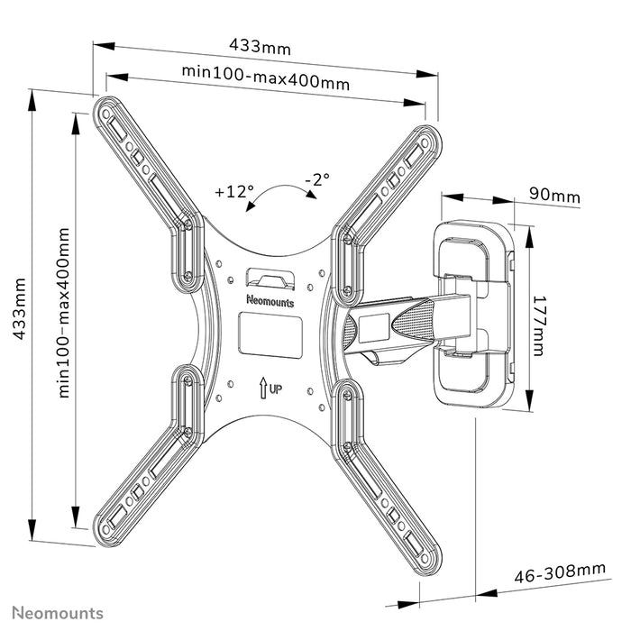 Neomounts WL40-540BL14 uchwyt ścienny z pełnym zakresem ruchu do ekranów 32-55 cali - Czarny