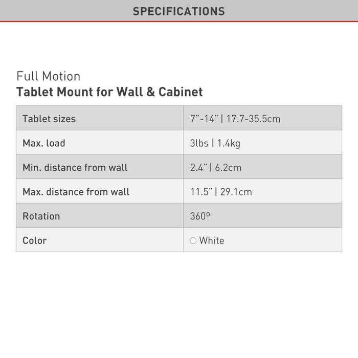Barkan Mounts pełny ruch uchwyt na tablet 7 do 14 cali |Uniwersalny