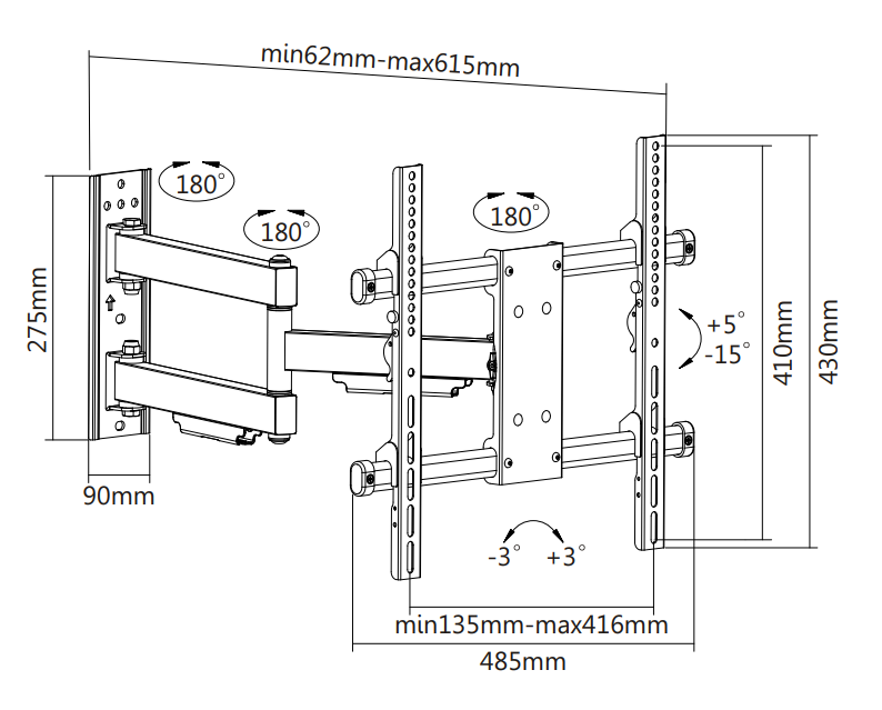 Wolff Mount Solidny uchwyt do telewizora | do 55 cali | Obracany | VESA 400x400 | Marka uniwersalna | 10 lat gwarancji