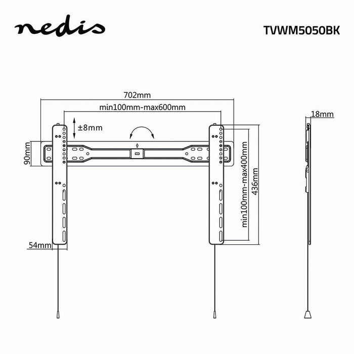 Stały uchwyt ścienny do TV | 37 - 70" | Maks. 35 kg | Odległość od ściany 18 mm