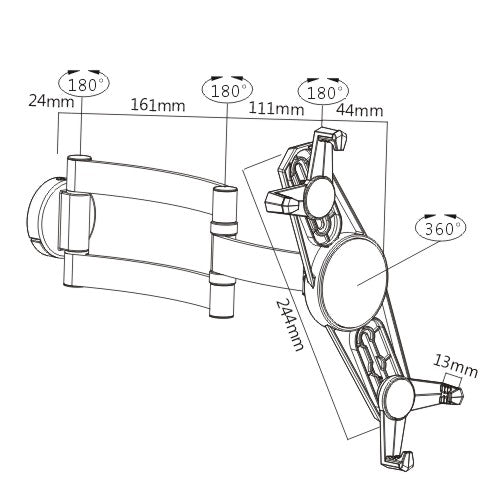 Wolff Mount Elegancki aluminiowy uchwyt ścienny lub stojak na tablet iPad | do 10,4 cala | Aluminium | Uniwersalny