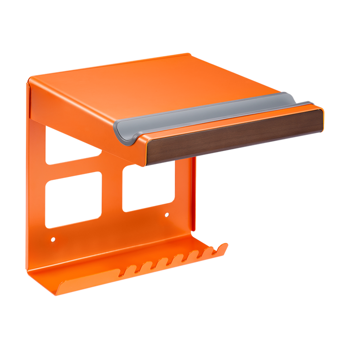 Wolff Mount metalowy uchwyt ścienny na rower szosowy Dutch Orange z półką na przechowywanie
