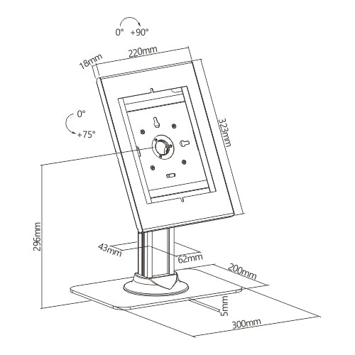 Wolff Mount TVB-138 Tablet Desk Standaard – antykradzieżowy kiosk na tablety iPady i Samsung