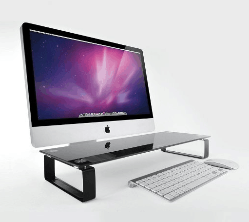 Wolff Mount Podwyższenie monitora czarne szkło hartowane | Wysokość 8 cm